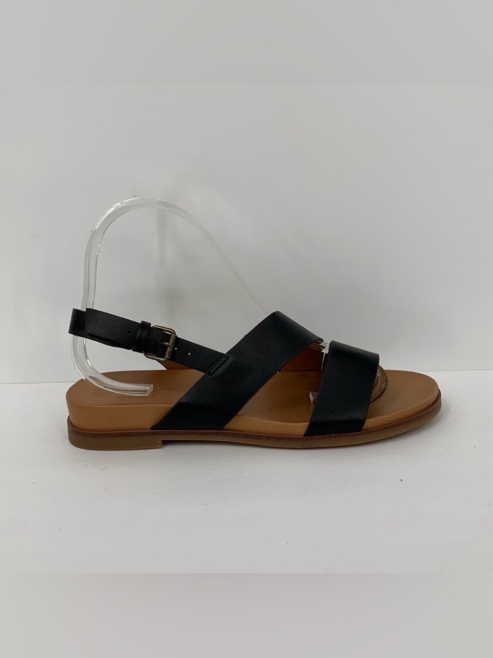 Market & Spruce Carlla Asymmetric sandal shoe black strappy flat new 7.5